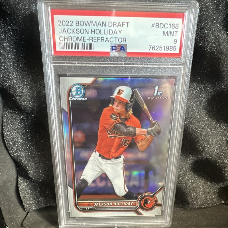 2022 Topps Bowman Draft Chrome Refractor Rookie Jackson Holliday Orioles PSA 9
