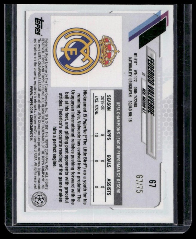 2020-21 Topps Chrome Sapphire Edition UEFA Federico Valverde Green #/75 view 2