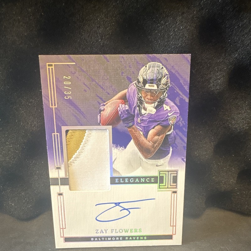 Panini 2024 Impeccable Zay Flowers Ravens Elegance Patch Auto Silver /35