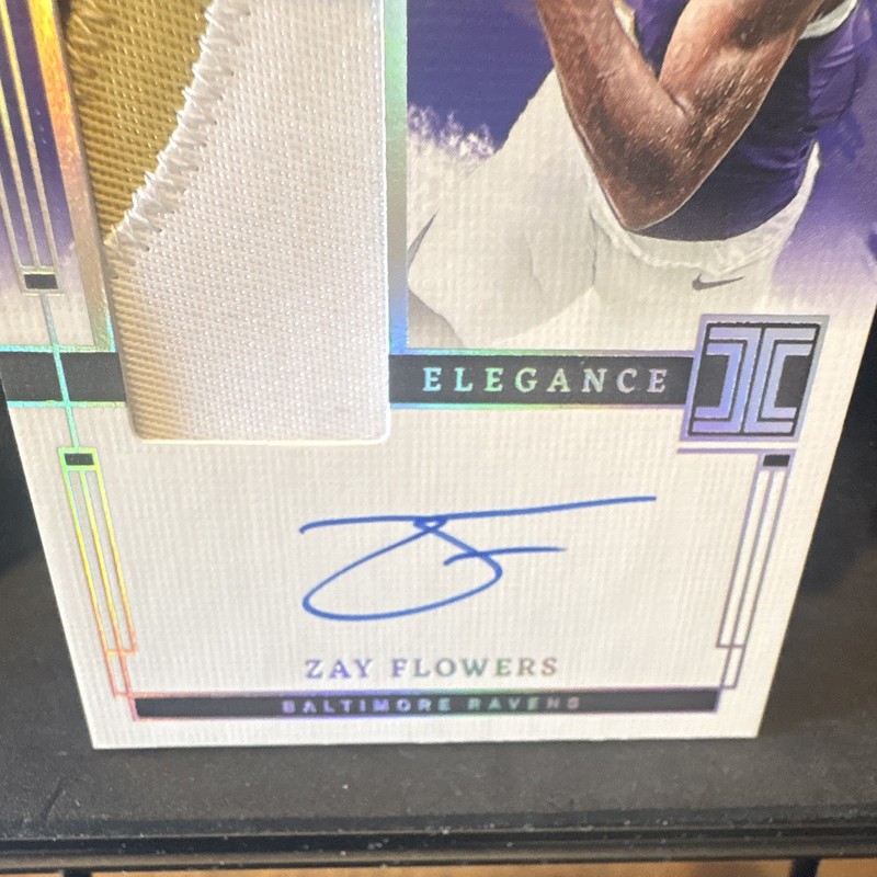 Panini 2024 Impeccable Zay Flowers Ravens Elegance Patch Auto Silver /35 view 2