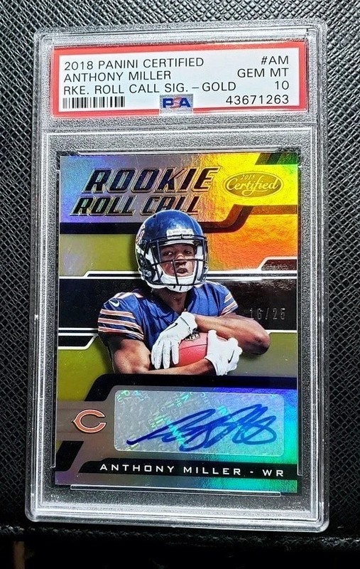 Anthony Miller 2018 Panini Certified Rookie Roll Call Sig. Gold #RC-AM PSA 10.0