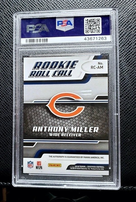 Anthony Miller 2018 Panini Certified Rookie Roll Call Sig. Gold #RC-AM PSA 10.0 view 2