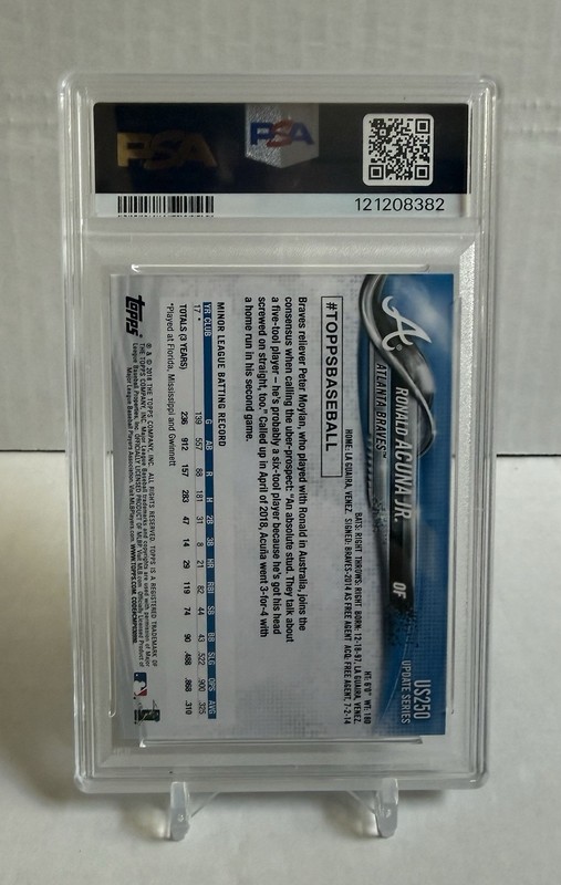 2018 Topps Update Ronald Acuna Jr RC Rainbow Foil US250 Braves PSA 9 view 2