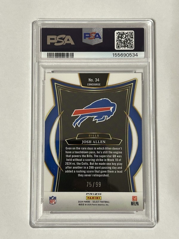 2024 Panini Select Josh Allen Red Prizm /99 #34 PSA 9 view 2