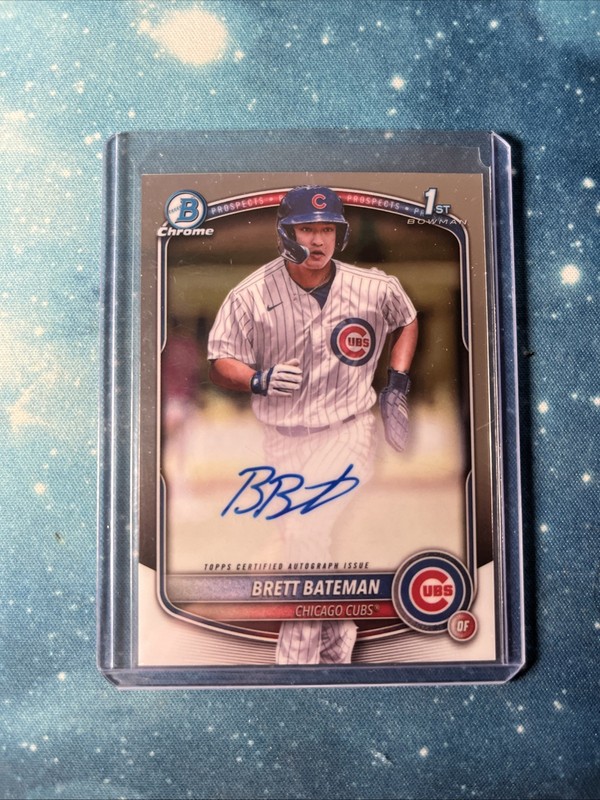 2025 Bowman Chrome Brett Bateman 1st Bowman Auto Chicago Cubs view 1