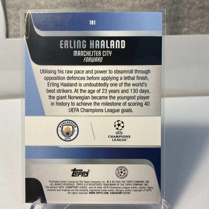 2026 Topps Erling Haaland /25 SSP Man City Norway view 2