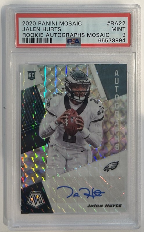 2020 PANINI MOSAIC RC AUTOS MOSAIC #RA22 JALEN HURTS ROOKIE RC PSA 9 AUTO