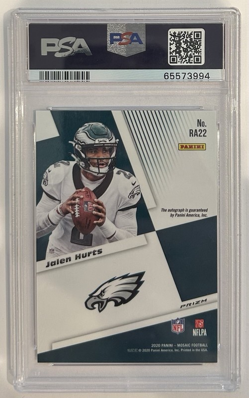 2020 PANINI MOSAIC RC AUTOS MOSAIC #RA22 JALEN HURTS ROOKIE RC PSA 9 AUTO view 2