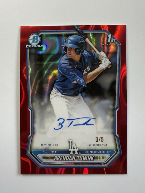 2026 BRENDAN TUNINK BOWMAN CHROME 1ST RED LAVA 3/5 AUTO LA Dodgers