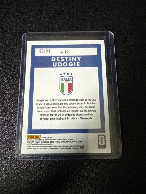 2025-26 Donruss Road to The FIFA World Cup Destiny Udogie Orange Ice Optic /99 view 2