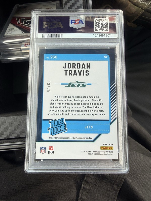JORDAN TRAVIS 2024 DONRUSS OPTIC ROOKIE AUTO BLACK PANDORA /25 PSA 10 💎 view 2