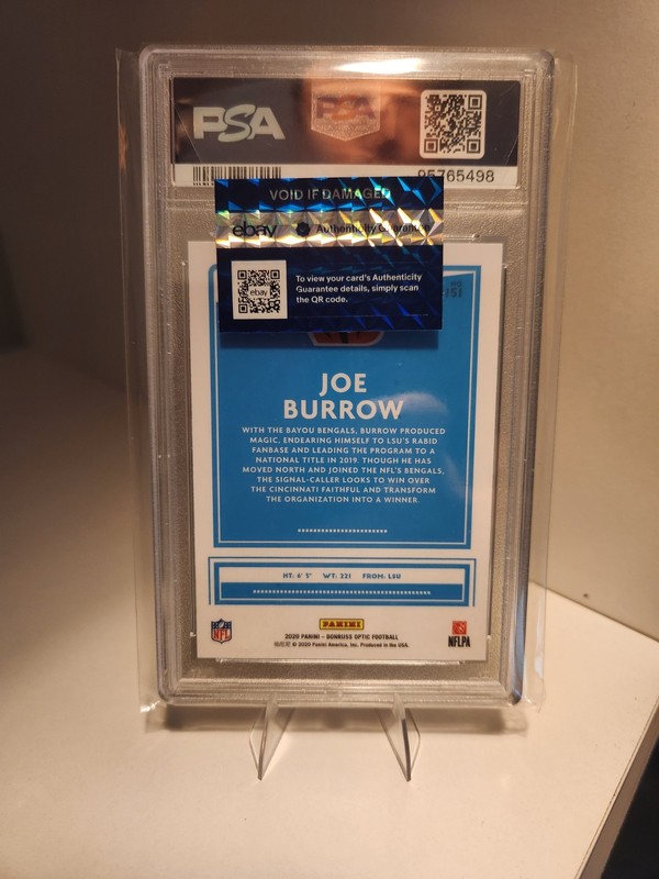 2020 Panini Donruss Optic Rated Rookies Joe Burrow #151 Holo Prizm (RC) PSA 10 view 2