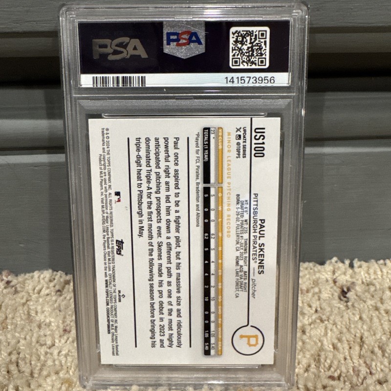 2024 Topps Update PAUL SKENES Rookie RC #US100 - PSA 10 Gem Mint view 2