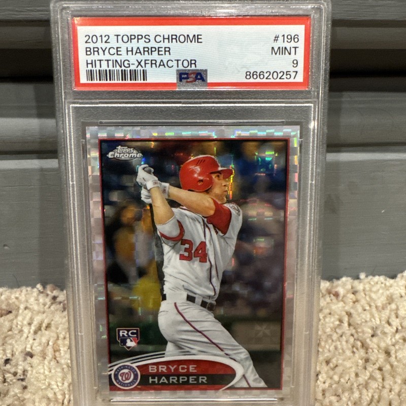 Topps 2012 Chrome Bryce Harper #196 X-Fractor Rookie PSA 9 Nationals MLB