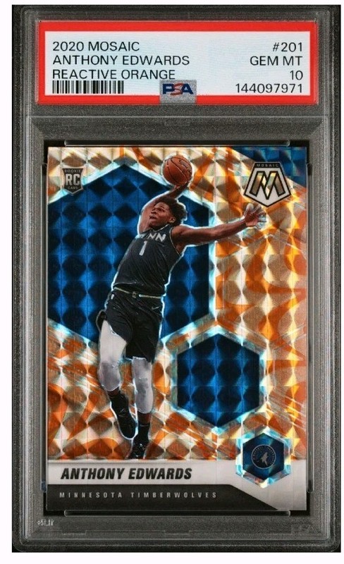 2020-21 Panini Mosaic Anthony Edwards #201 PSA 10 Reactive Orange Rookie Card 