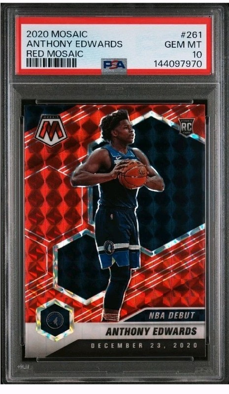 2020-21 Panini Mosaic Anthony Edwards #261 Red Mosaic Rookie Card PSA 10 RC