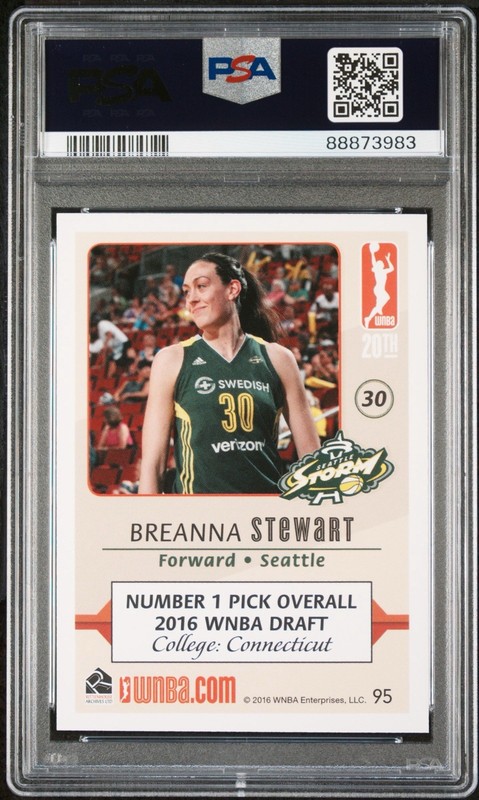 2016 RITTENHOUSE WNBA #95 BREANNA STEWART ROOKIE RC PSA 10 LOW POP Future HOF view 2