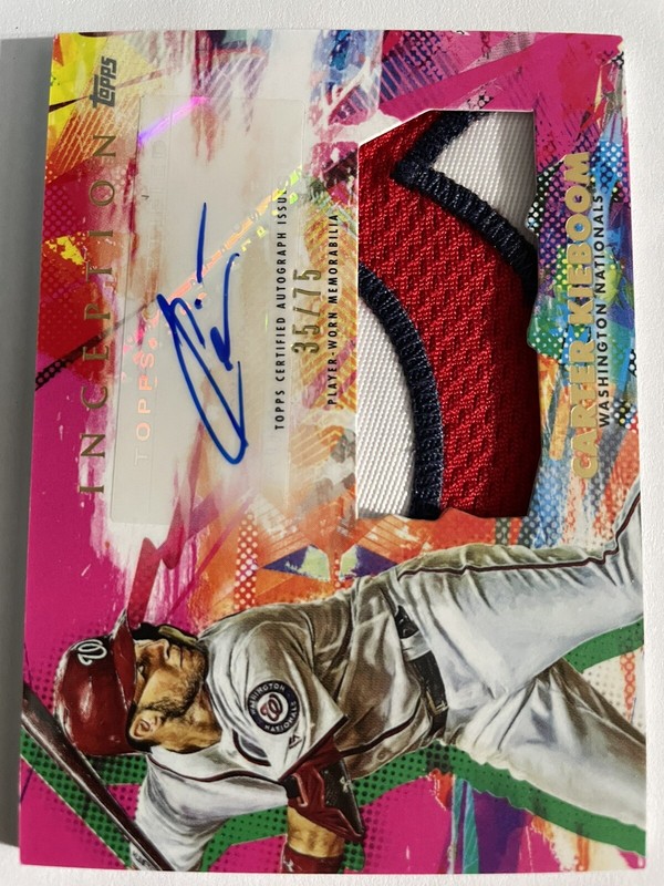 Carter KieBoom 2020 Topps Inception Auto Patch Numbered /75