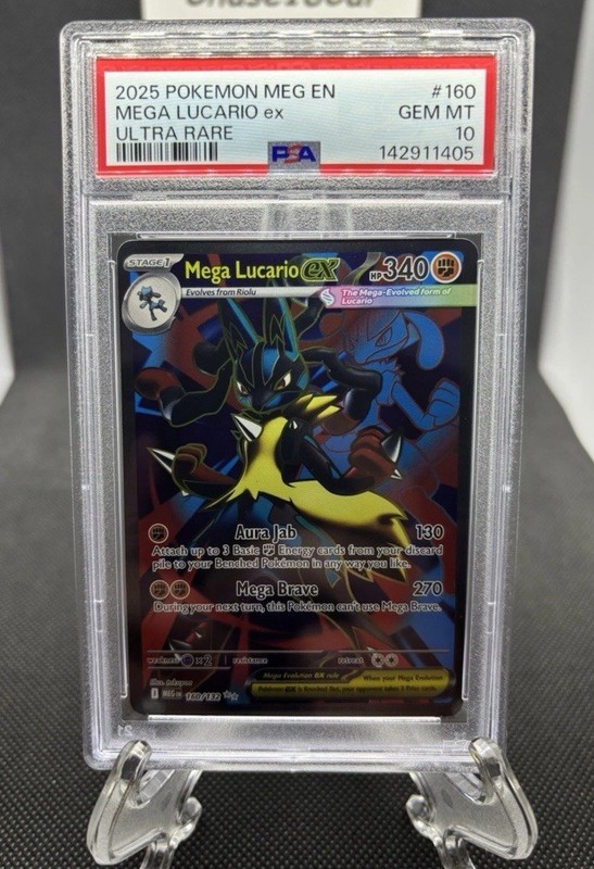 2025 PSA 10 Pokemon Mega Evolution Mega Lucario ex Full Art 160/132 card Gem