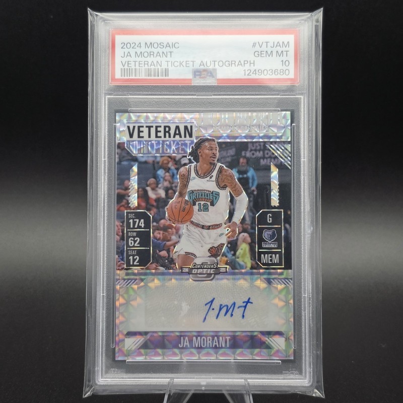 🔥 2024-2025 JA MORANT PANINI MOSAIC VETERAN TICKET AUTO PSA 10 (POP 7!) ✍️