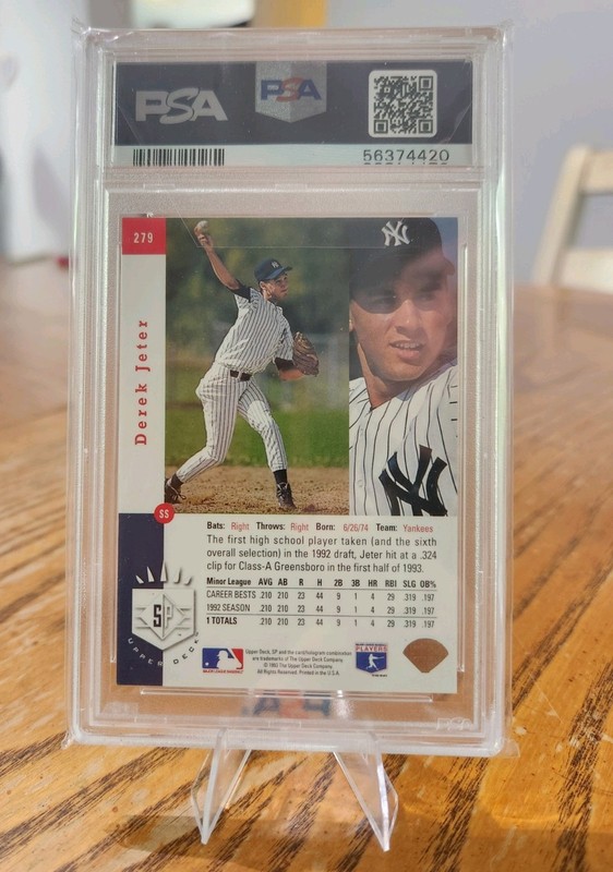 1993 Upper Deck SP - Premier Prospects Derek Jeter #279 (RC) PSA 7 view 2