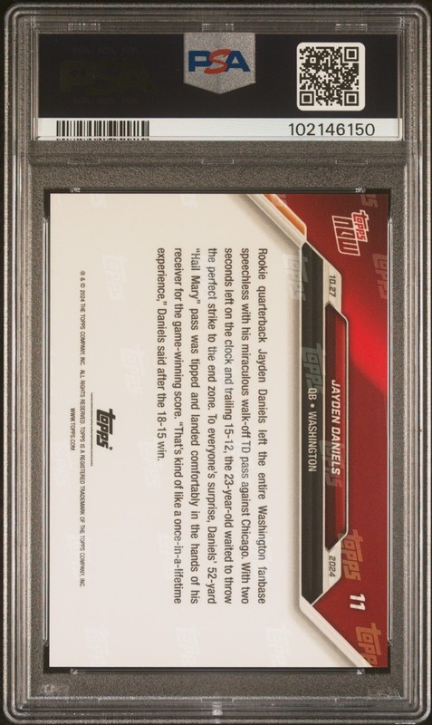 Topps 2024 Topps Now Jayden Daniels Rookie #11 PSA 10 Base view 2