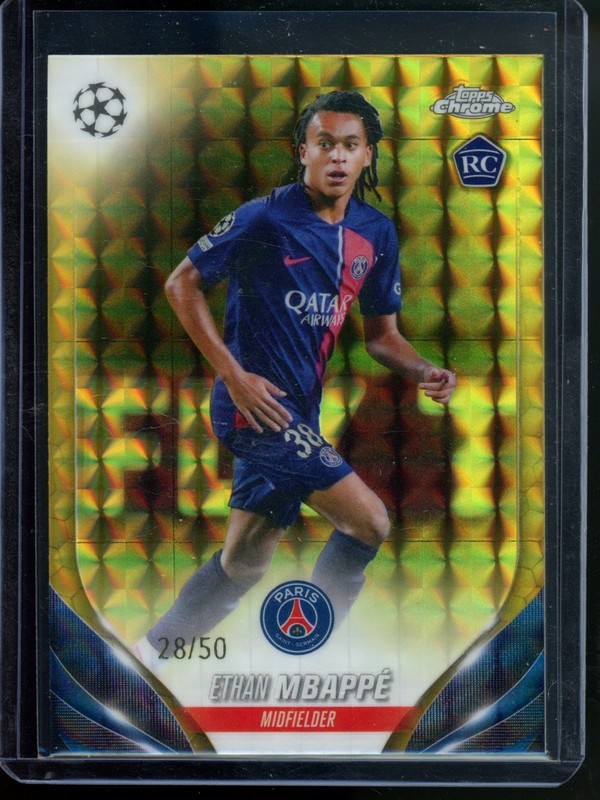 2023-24 Topps Chrome UCC - Ethan Mbappe #91 Gold Geometric 28/50