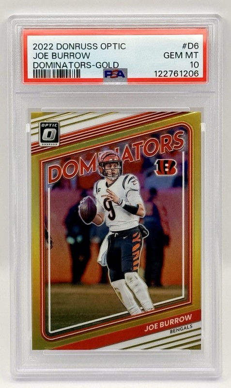 2022 Donruss Optic Joe Burrow Dominators Gold Prizm /10 #D-6 PSA 10 GEM MINT