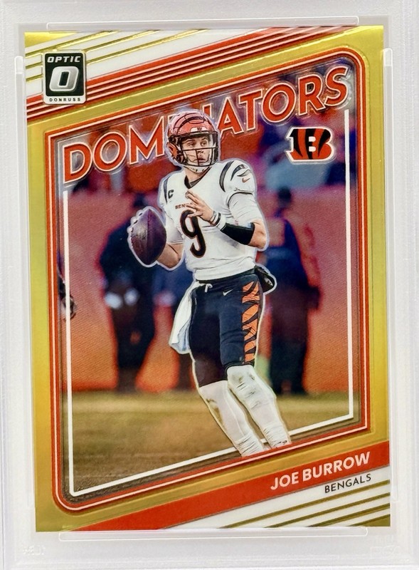 2022 Donruss Optic Joe Burrow Dominators Gold Prizm /10 #D-6 PSA 10 GEM MINT view 2