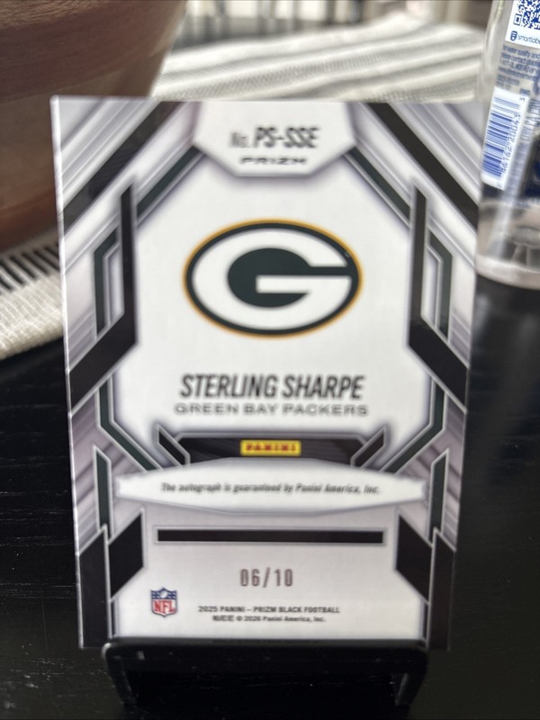 Sterling Sharpe /10 Gold Auto Refractor Prolific Signatures Panini Prizm Black view 2