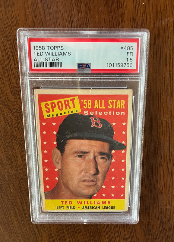 Ted Williams 1958 Topps All Star #485 Boston Red Sox HOF PSA 1.5 FR