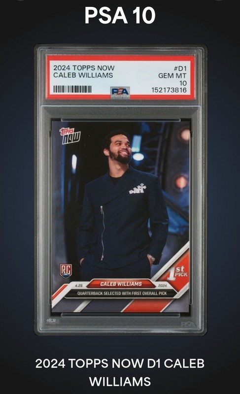 Topps Now Caleb Williams Chicago Bears #D-1 Rookie PSA 10 /24667
