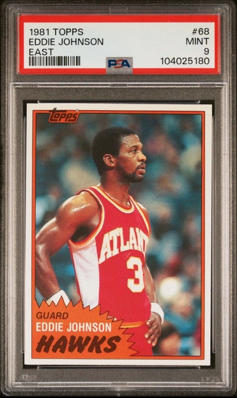 1981 TOPPS EDDIE JOHNSON #68 PSA 9 ATLANTA HAWKS Vintage Graded Basketball Card
