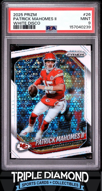 2025 Panini Prizm Patrick Mahomes II White Disco Prizm KC Chiefs PSA 9 BNB409