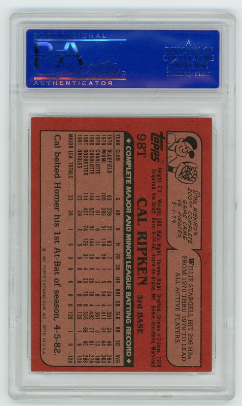 1982 Topps Traded #98T Cal Ripken Rookie PSA 8 NM-MT HOF view 2
