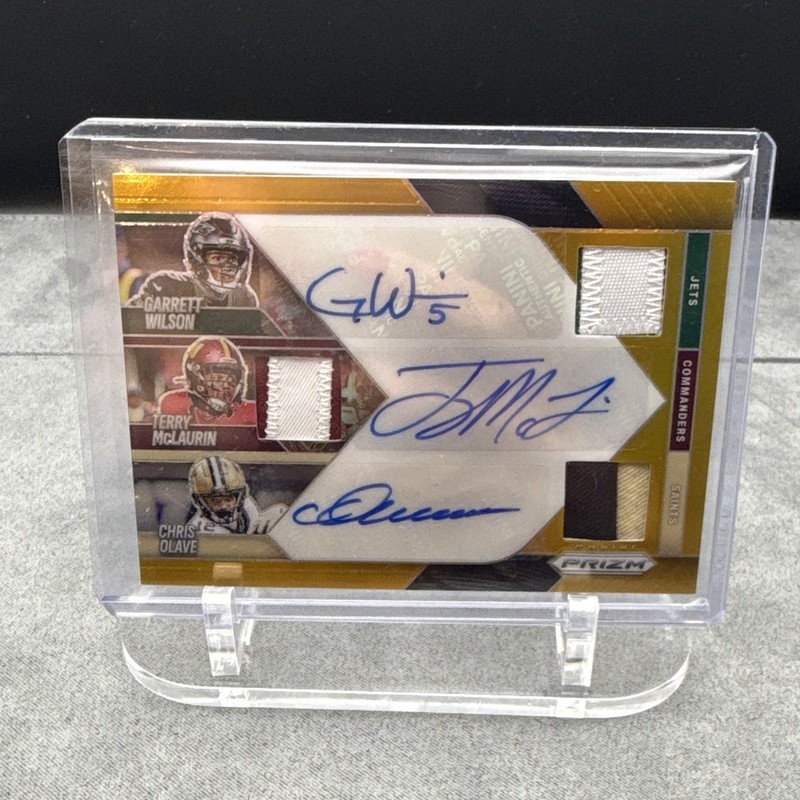 Panini 2025 Prizm Football TPA-WR Triple Patch Autos Wilson McLaurin Olave /10