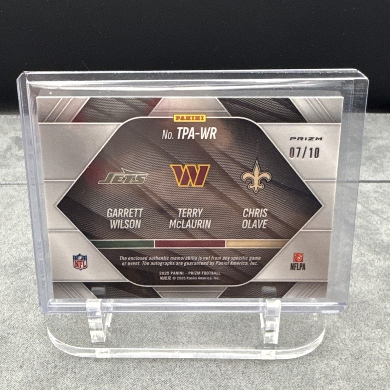 Panini 2025 Prizm Football TPA-WR Triple Patch Autos Wilson McLaurin Olave /10 view 2