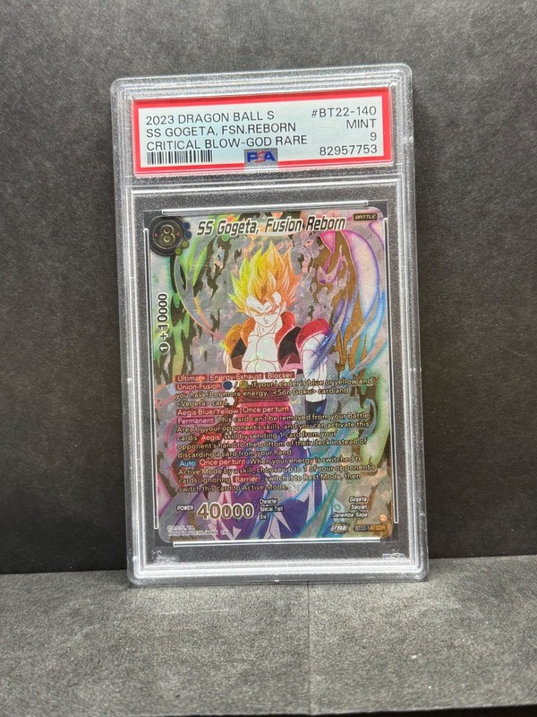2023 DRAGON BALL SUPER GOD RARE #BT22-140 SS GOGETA, FUSION REBORN PSA 9