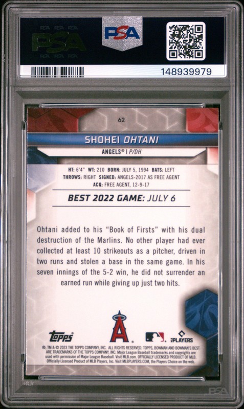 2023 Bowman's Best #62 Shohei Ohtani PSA 10 view 2