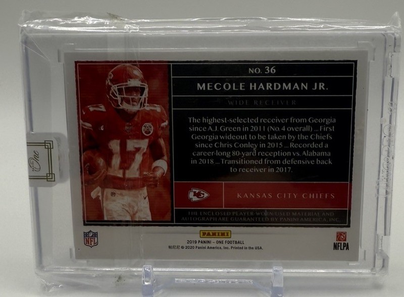 2019 Panini One #36 Mecole Hardman Jr. Auto Patch /149 Rookie Jersey RC RPA view 2