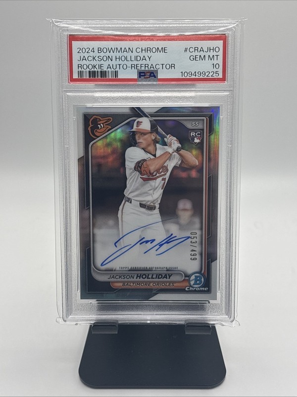 2024 Bowman Chrome Rookie Auto Jackson Holliday #CRA-JHO Refractor /499 PSA 10