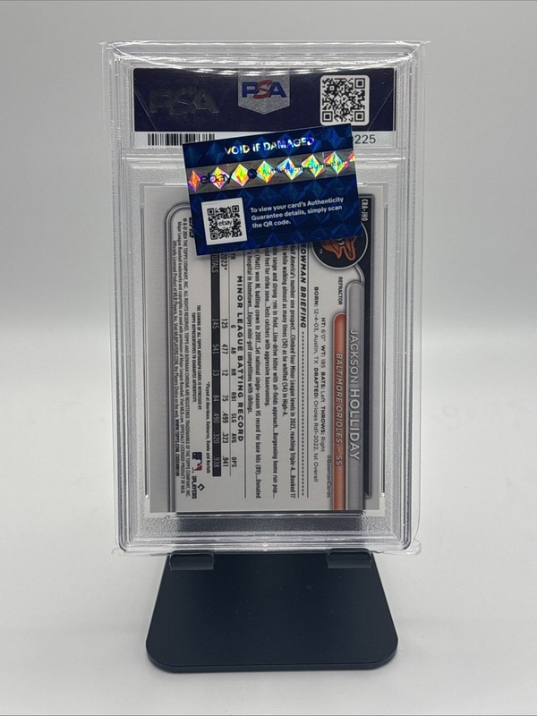 2024 Bowman Chrome Rookie Auto Jackson Holliday #CRA-JHO Refractor /499 PSA 10 view 2