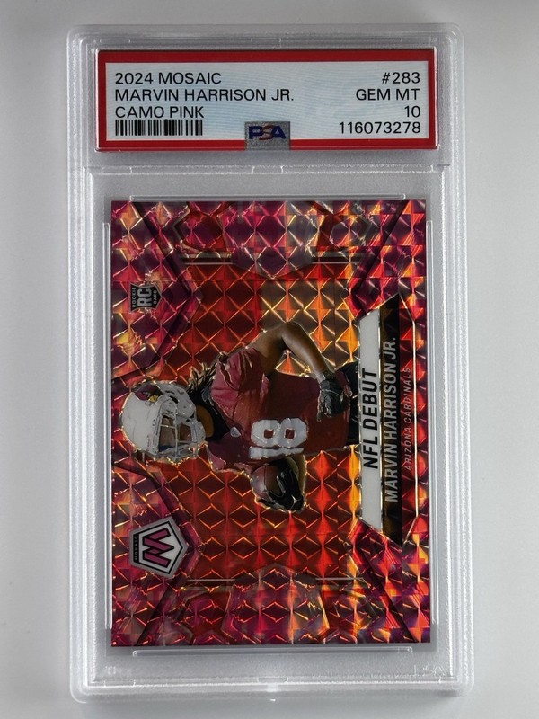 2024 PANINI MOSAIC CAMO PINK #283 MARVIN HARRISON JR. PSA 10