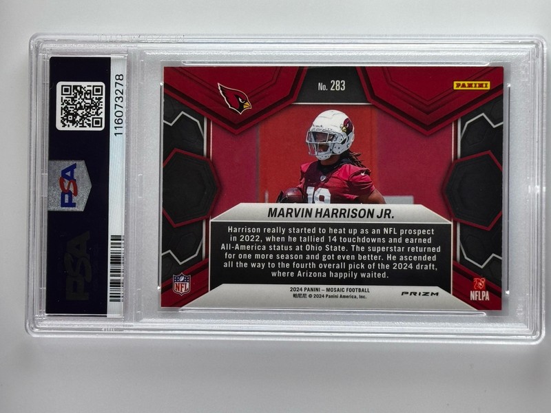 2024 PANINI MOSAIC CAMO PINK #283 MARVIN HARRISON JR. PSA 10 view 2
