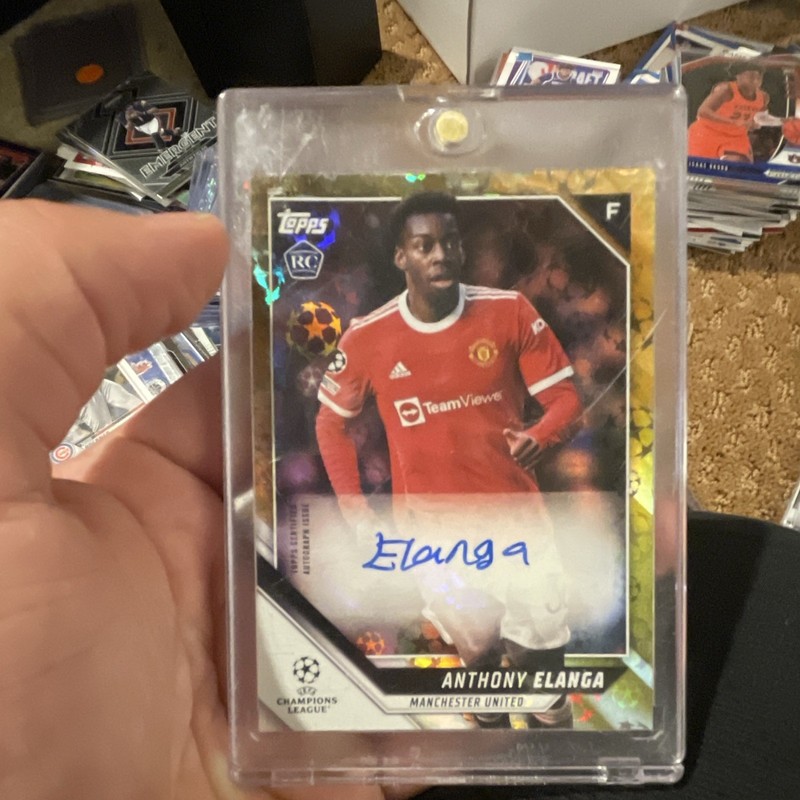 Topps 2021-22 UEFA Champions League Anthony Elanga BA-AE RC Auto Gold /50