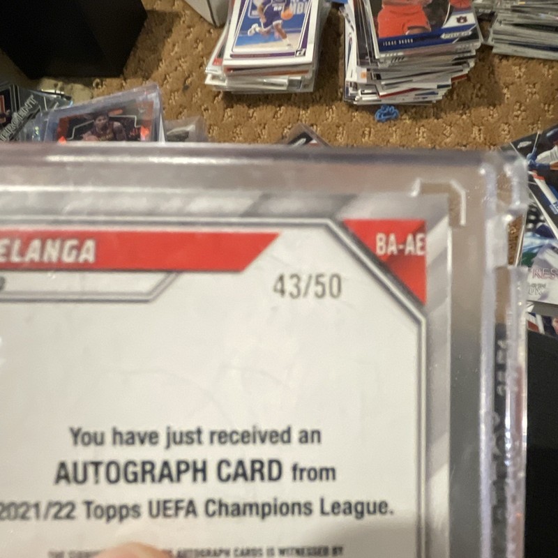 Topps 2021-22 UEFA Champions League Anthony Elanga BA-AE RC Auto Gold /50 view 2