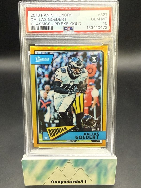 2018 Panini Honors Classics Rookies GOLD DALLAS GOEDERT RC 1/25 PSA 10 EAGLES 🔥