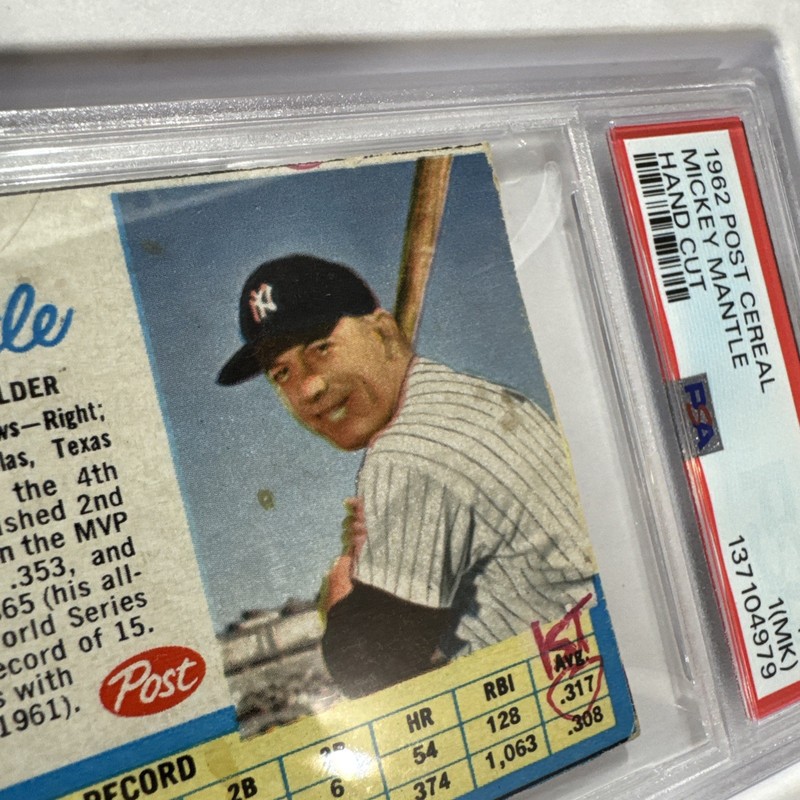 Mickey Mantle Antique Baseball Card PSA1 (MK) Vintage Post 1962 New York Yankees view 2