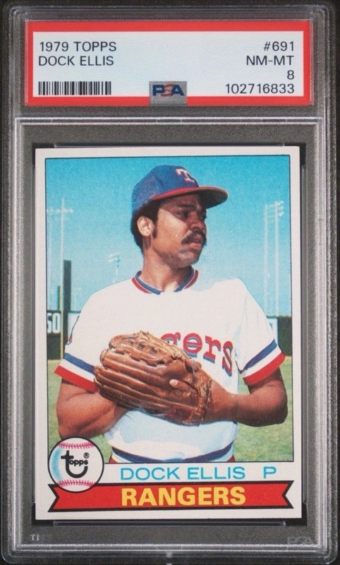 1979 Topps DOCK ELLIS #691 PSA 8 TEXAS RANGERS Graded Baseball Card Vintage