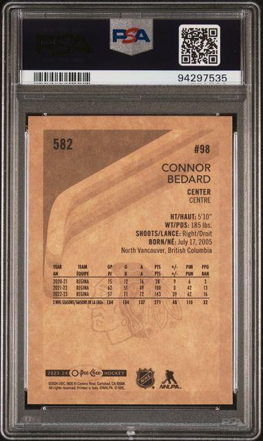 2023/24 O-Pee-Chee Connor Bedard Retro #582 PSA 10 view 2